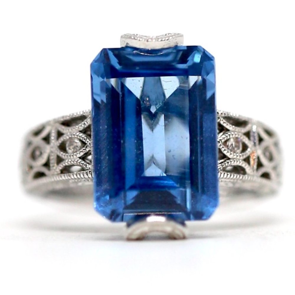 Tacori Blue Emerald Diamonique Engagement Ring